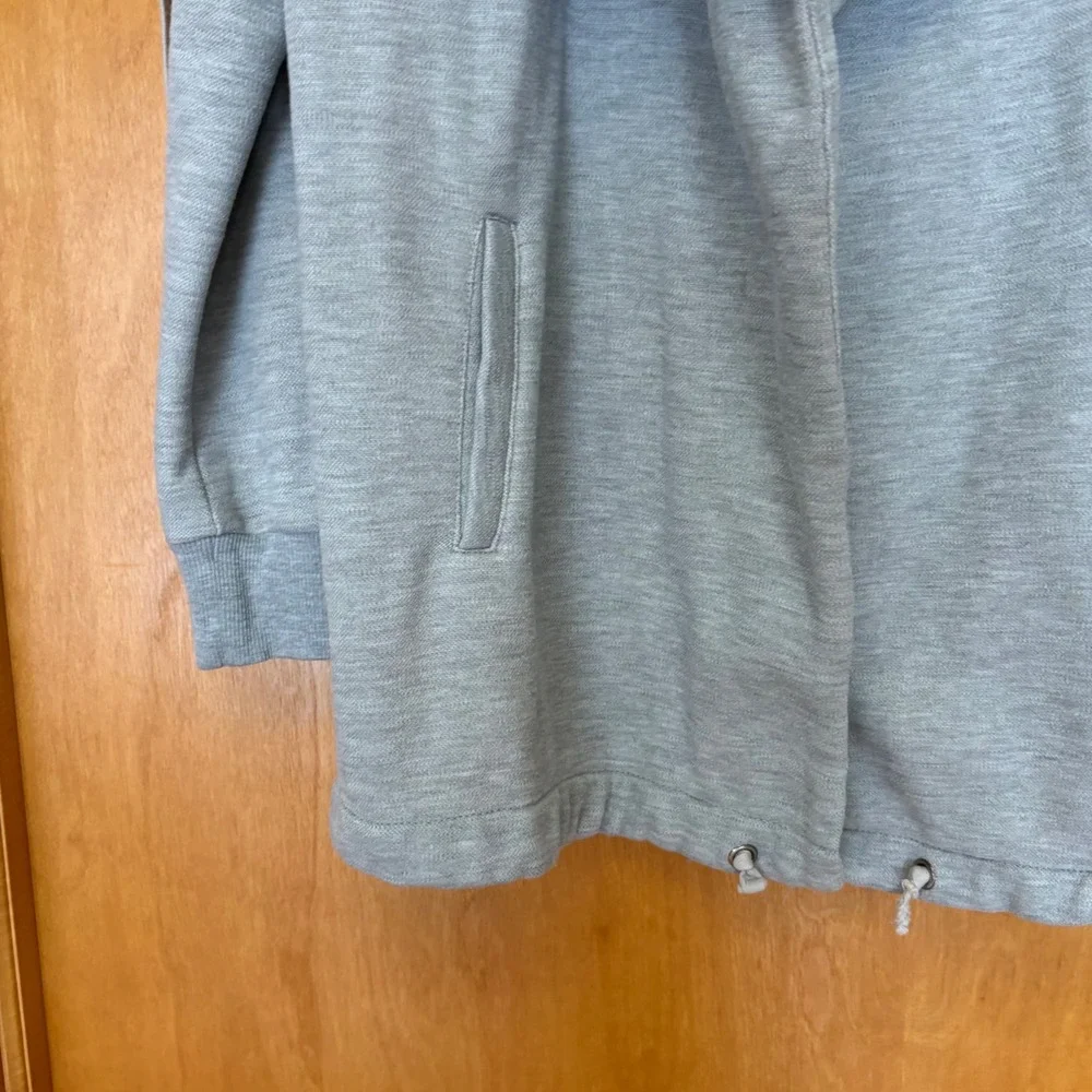 BlankNYC‎ Draped Open Front Cardigan Women Small Gray Snap Collar Fleece Jacket